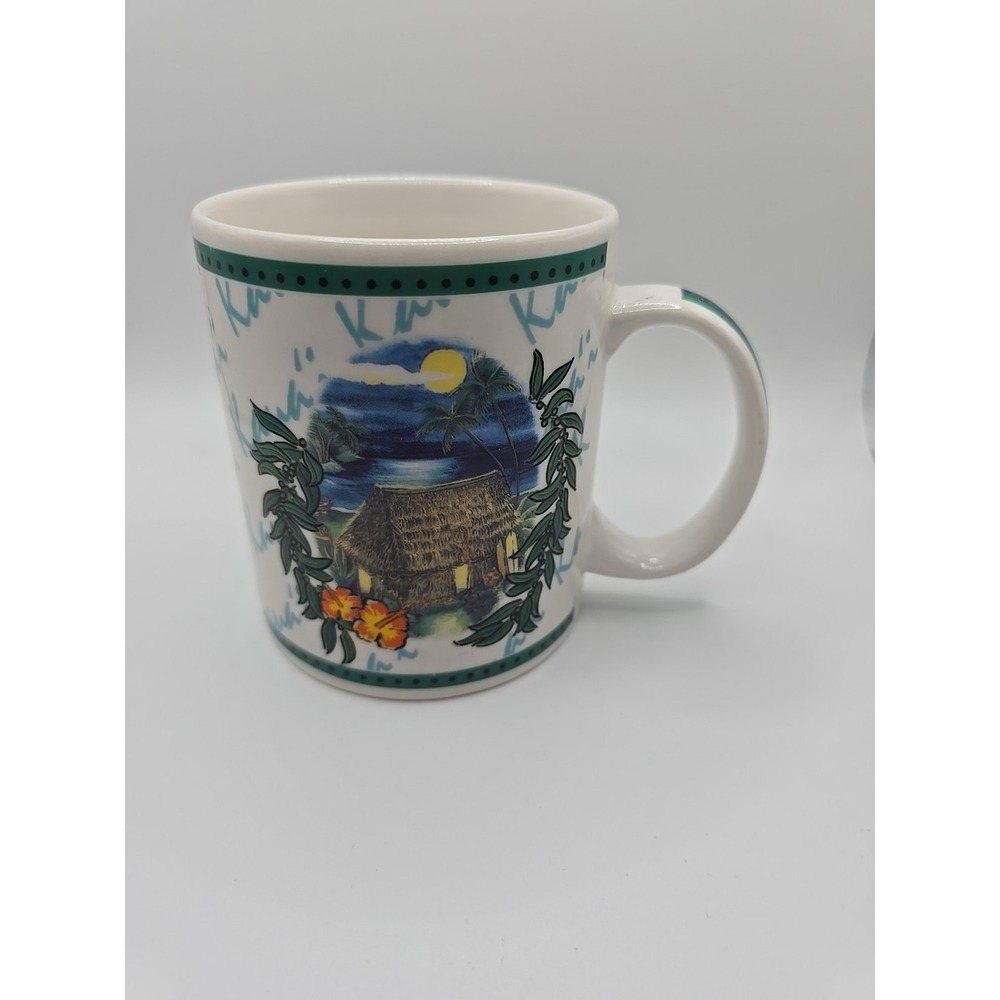 Vintage Hilo Hattie Hawaii Kauai Floral Ceramic Coffee Mug 8 oz 2002